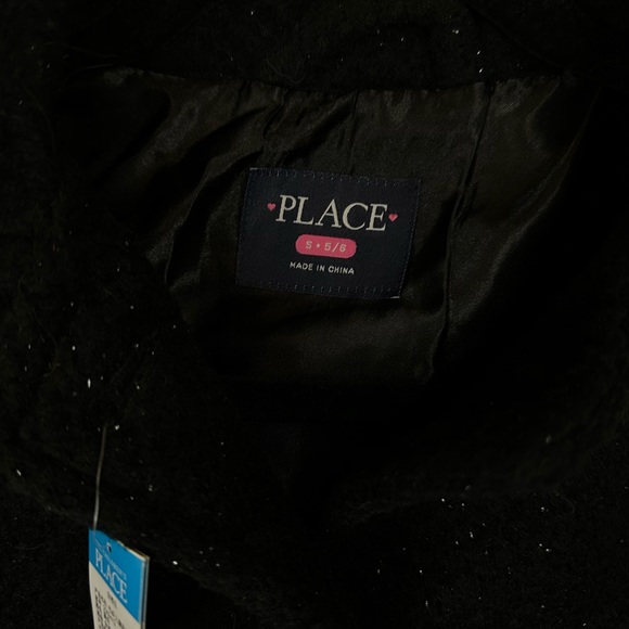 NWT- Kids Girls Black Sparkle Coat - Children’s Place - Small 5/6 - Picture 4 of 9